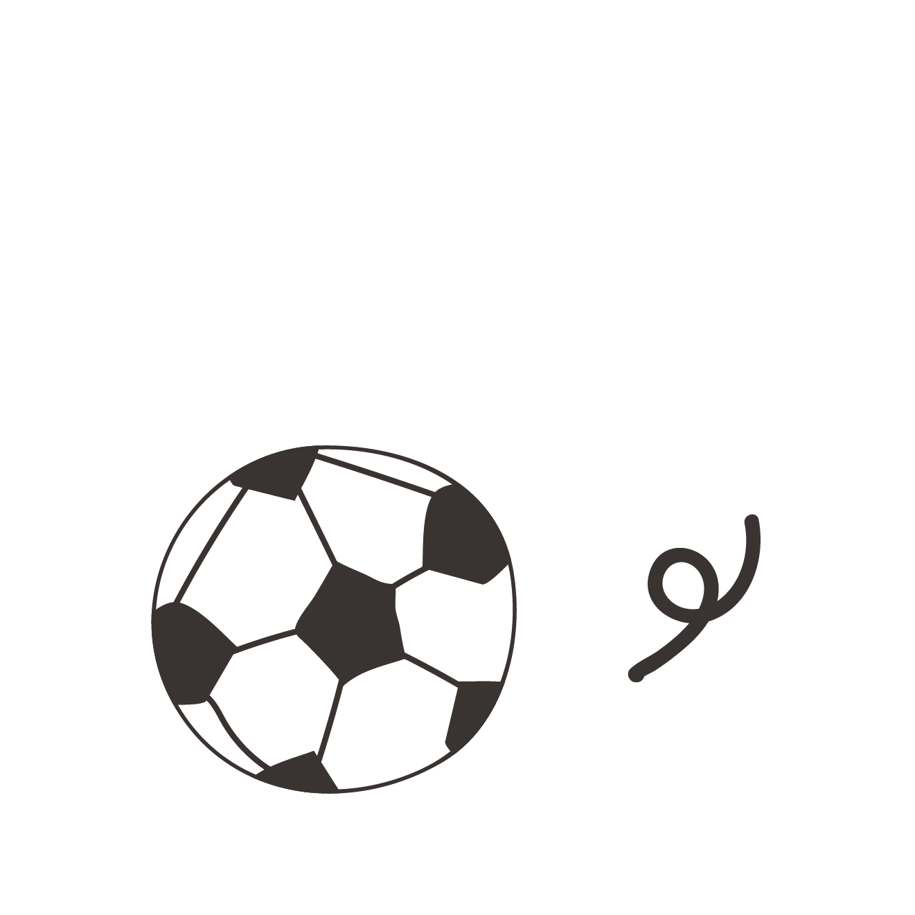 サッカーボールの手描き風タッチの　無料　イラスト【スポーツ】