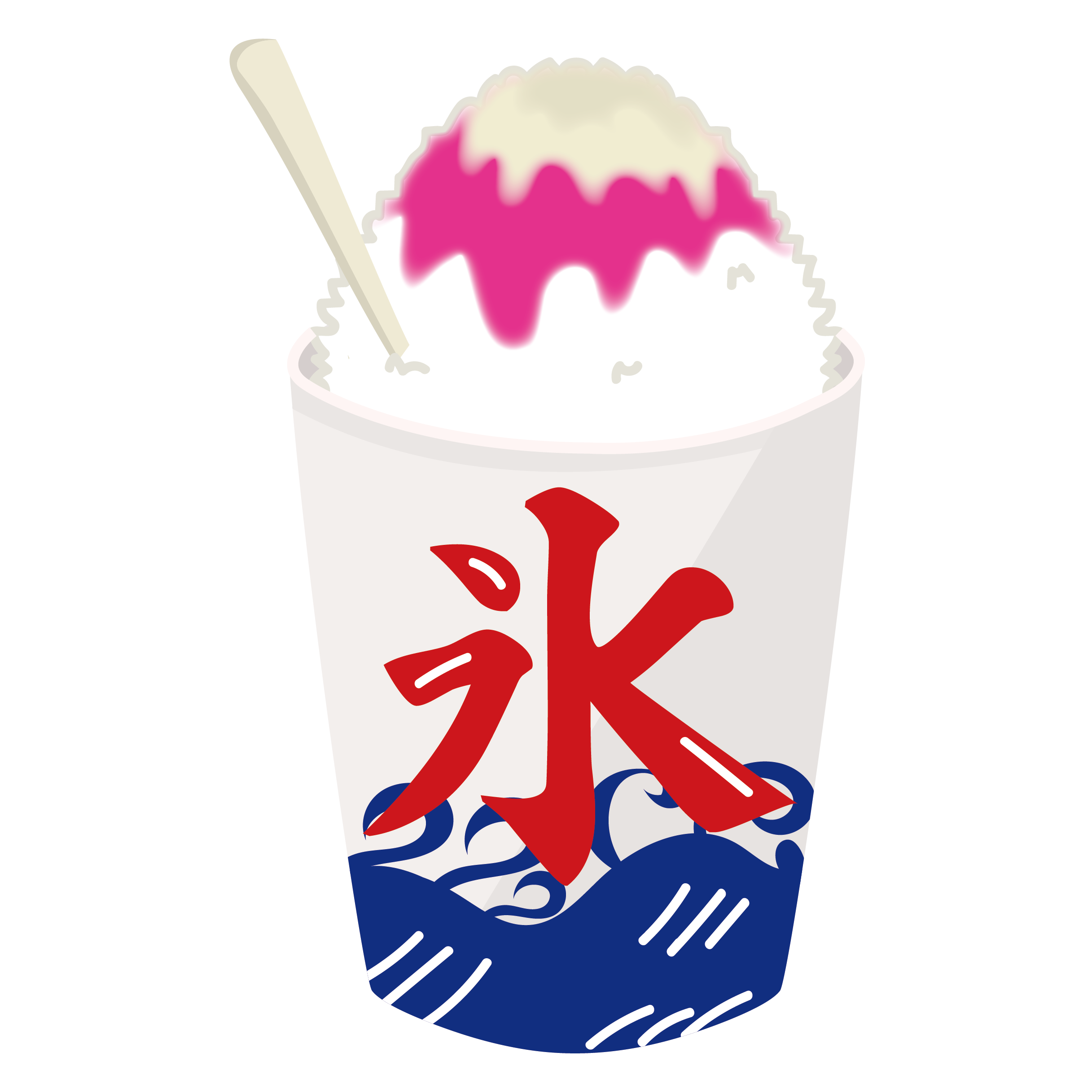 屋台のかき氷 苺練乳（イチゴミルク）味の イラスト