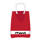 小学生（子供）！水泳バッグ・スイミングバッグ（赤色）無料 イラスト