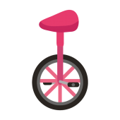 簡単！かわいい♪ ピンク色の 一輪車　無料　イラスト