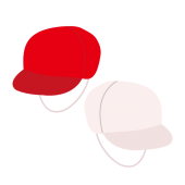 かわいい！紅白帽（つばあり）の　無料　イラスト