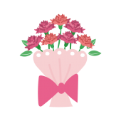 母の日のプレゼント（ギフト）かわいい カーネーション 花束　イラスト