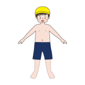 プール！海水パンツ（スクール水着）子供（男の子）の 無料　イラスト