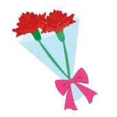 カーネーションの花束（赤色）の 無料イラスト