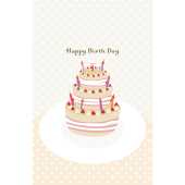 誕生日カードのテンプレート　ケーキとお皿  無料　イラスト