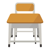 学校の机（つくえ・デスク）と椅子（イス）の  無料 （フリー）イラスト