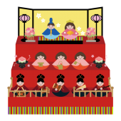 ひな祭り！かわいい雛人形（三段飾り）の  無料 イラスト