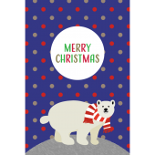 白くま のかわいい 水玉のクリスマス グリーティングカード /縦 イラスト