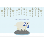 白くま とオーナメントのクリスマスカード　 /横 　無料 イラスト