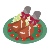 ローストチキン！（鶏肉）のイラスト【クリスマスやお祝いに！】
