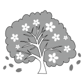 春 イラスト！かわいい♩ 桜 の木の 白黒 フリー　イラスト